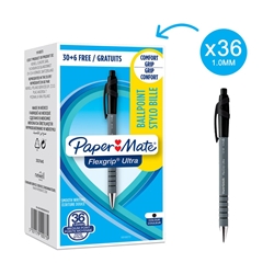 Penna a sfera a scatto FlexGrip Ultra Papermate-nero-0 4mm-conf. 36