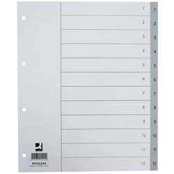 Divisore numerico Q-Connect grigio XL 24 5x29 7 cm ppl 1-12 KF02294