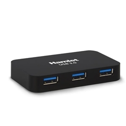 Hub USB 3.0 Hamlet 4 porte con alimentatore nero
