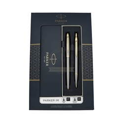 Set Duo "Penna a sfera IM black GT + roller M" - Parker - argento