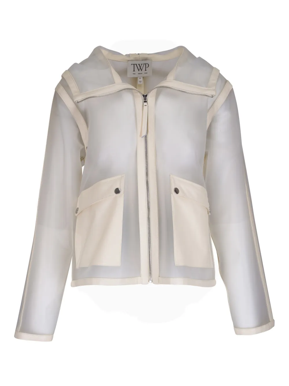 TWP piped hoodie leather jacket - Bianco