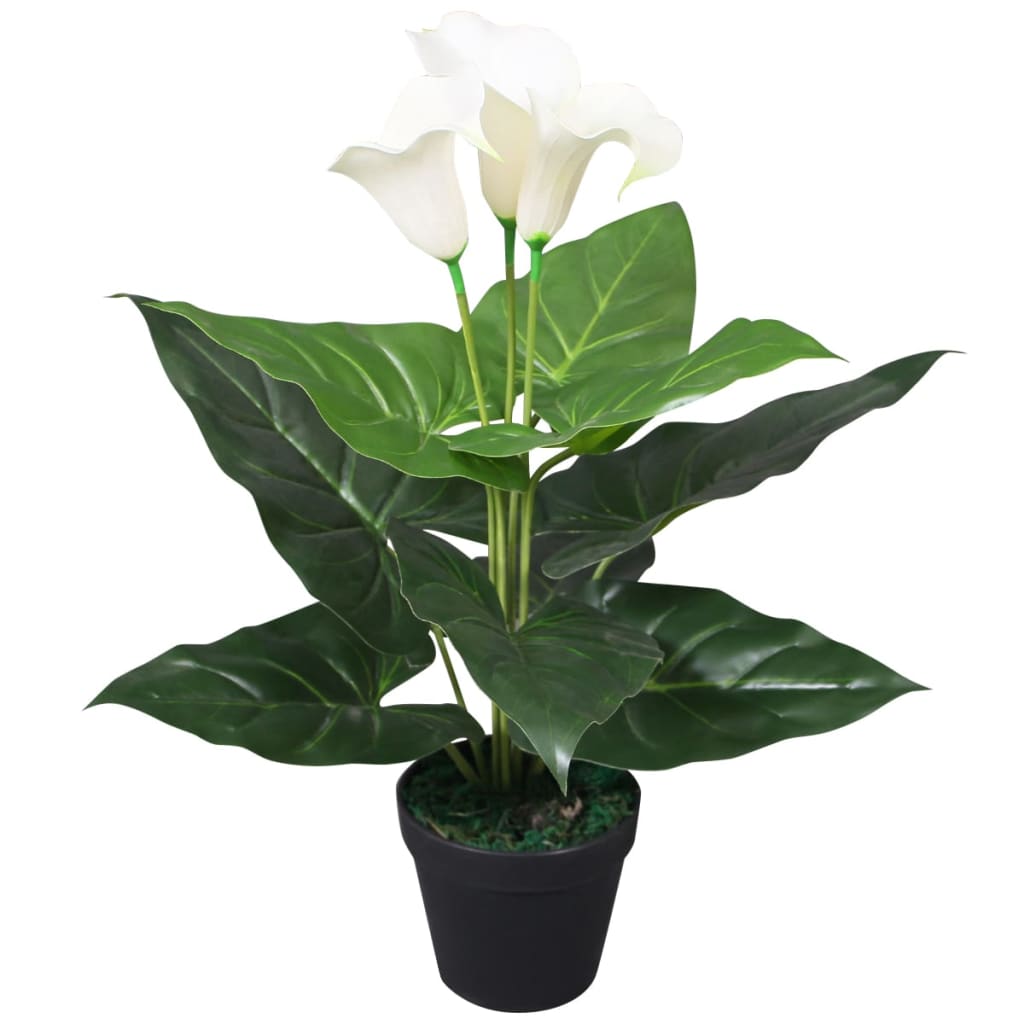 Calla lily artificiale con vaso 45 cm bianca cod mxl 72733