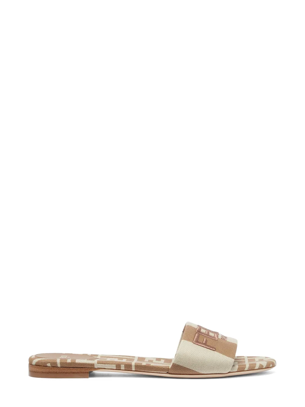 FENDI Signature Beige fabric slides - Toni neutri