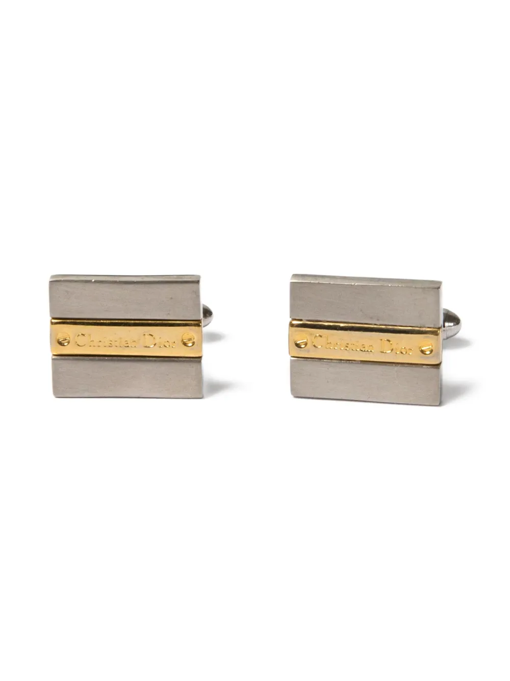 Christian Dior Pre-Owned 1980s logo-engraved cufflinks - Argento