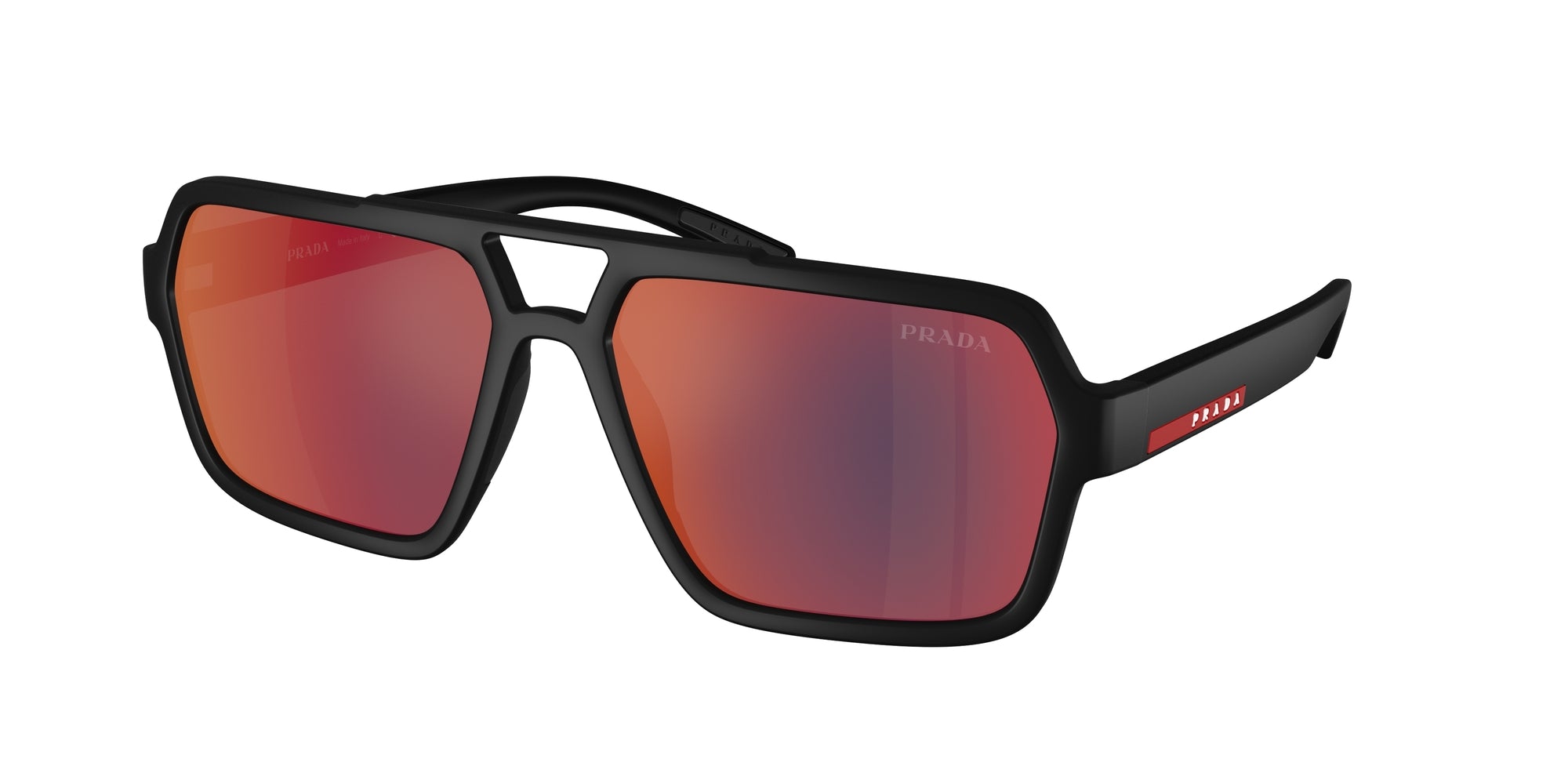 Prada Linea Rossa Uomo Ps A06S  Dg008F Occhiali Da Sole Iniettato Nero Grigio Pilot Specchiate