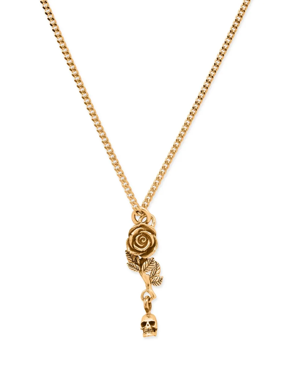 Emanuele Bicocchi Rose & Skull pendant necklace - Oro