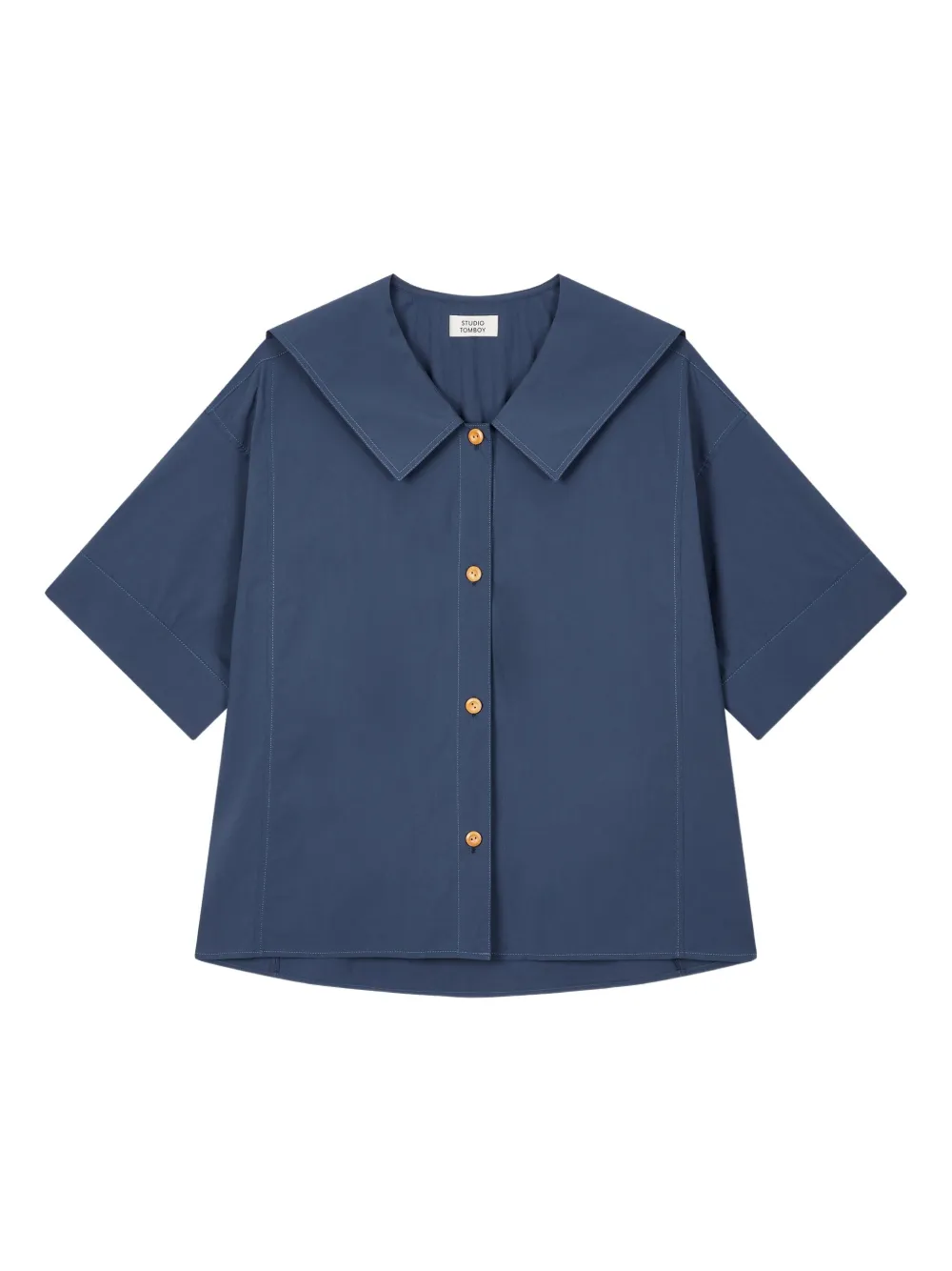 STUDIO TOMBOY oversized-collar button-up shirt - Blu