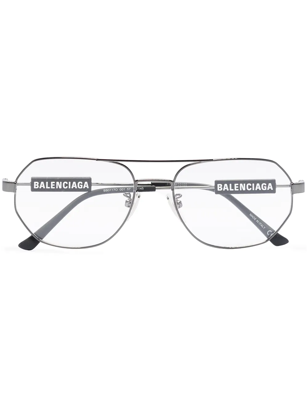 Balenciaga Eyewear Occhiali con logo e montatura navigator - Grigio