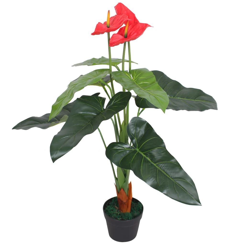 Anturium pianta artificiale con vaso 90 cm rosso e giallo cod mxl 55215