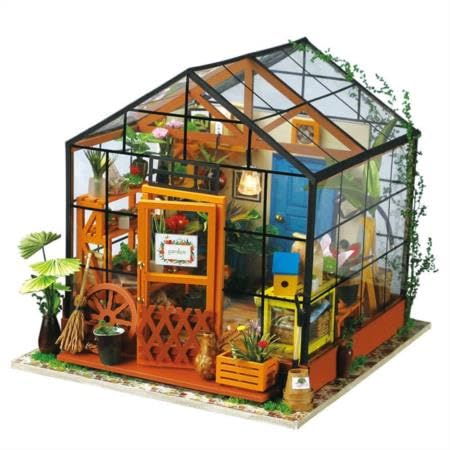 Robotime Rolife Dollhouse - Kit Per Camera Da Letto In Legno, Motivo: Fiori, Colore: Verde, Decorazione Per La Casa, Modello In Miniatura