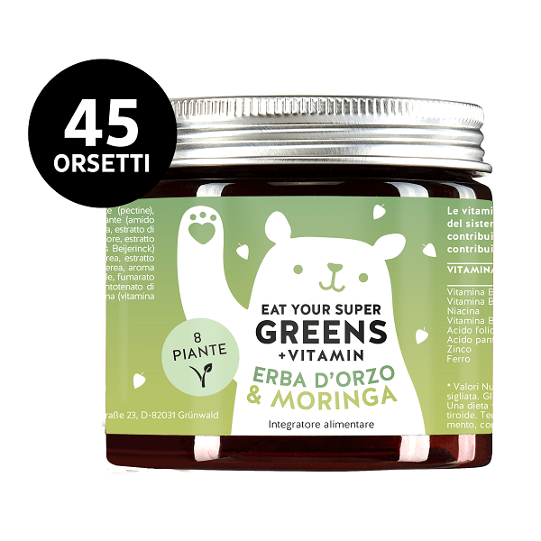 Bears With Benefits Eat Your Super Greens Erba D'orzo & Moringa 45 Orsetti Gommosi