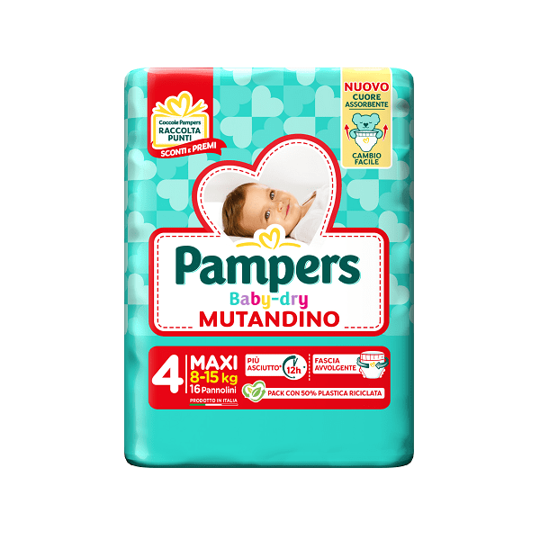 Pampers Baby Dry Mutandino Taglia 4 Maxi 8-15 Kg 16 Pannolini