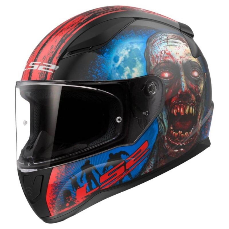 Casco Integrale Ls2 FF353 Rapid II Zombie Nero Rosso Lucido M