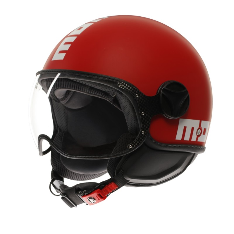 Casco Jet Momo Design Fgtr Classic Candy Opaco Rosso Bianco XL