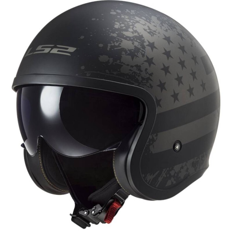 Casco Jet Ls2 OF599 Spitfire II Black Flag Nero Titanio Opaco S