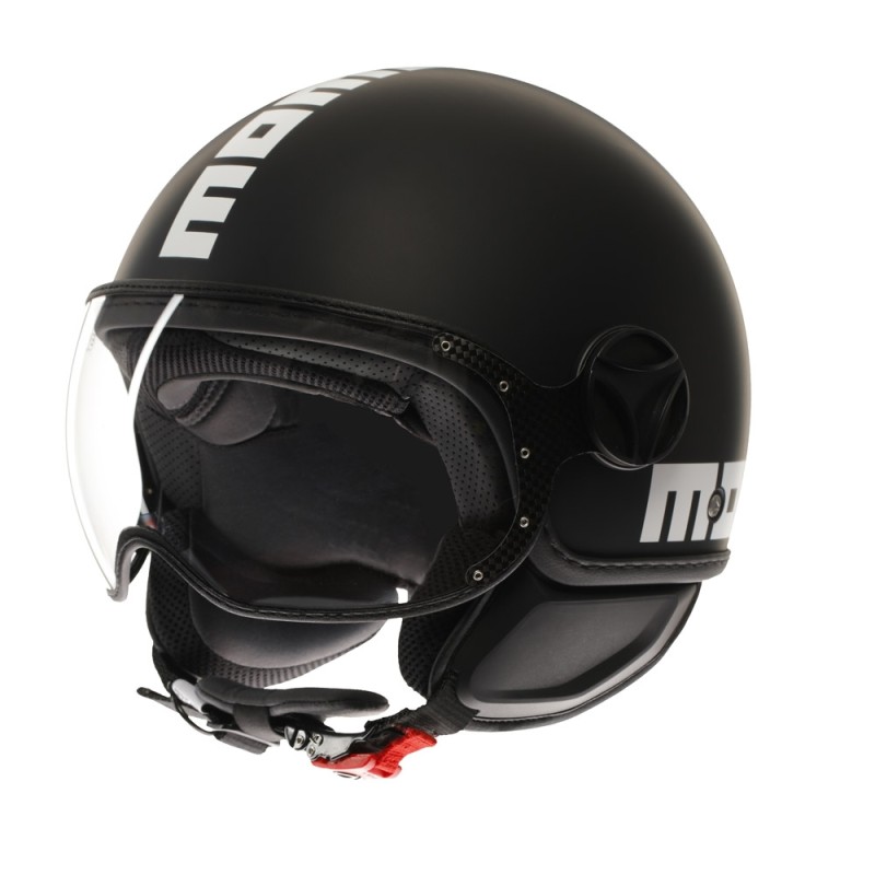 Casco Jet Momo Design Fgtr Classic Mono Opaco Nero Bianco XS