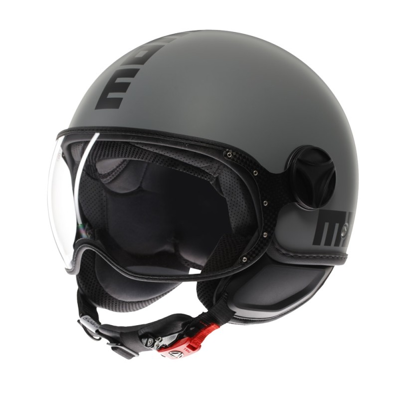 Casco Jet Momo Design Fgtr Classic Mono Opaco Grigio Nero S