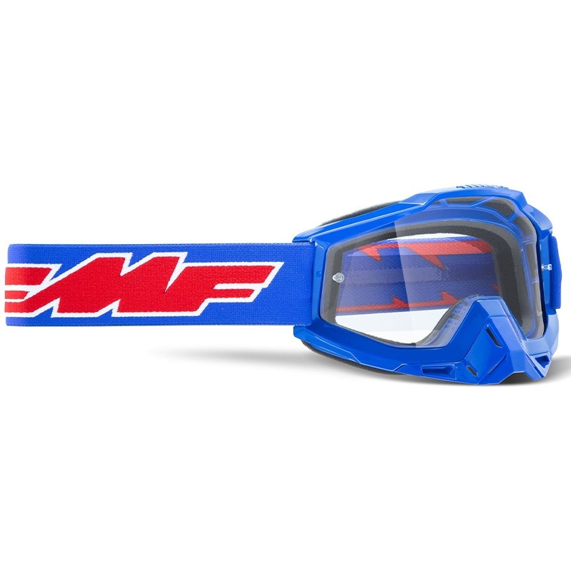 Maschera Moto FMF Powerbomb Rocket Blu Lente Chiara
