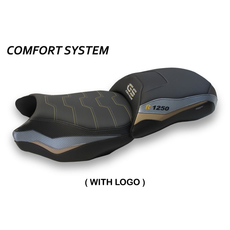 Rivestimento sella compatibile BMW R 1250 GS (19-22) modello Batna comfort system CON LOGO 1GRG (grigio-oro)