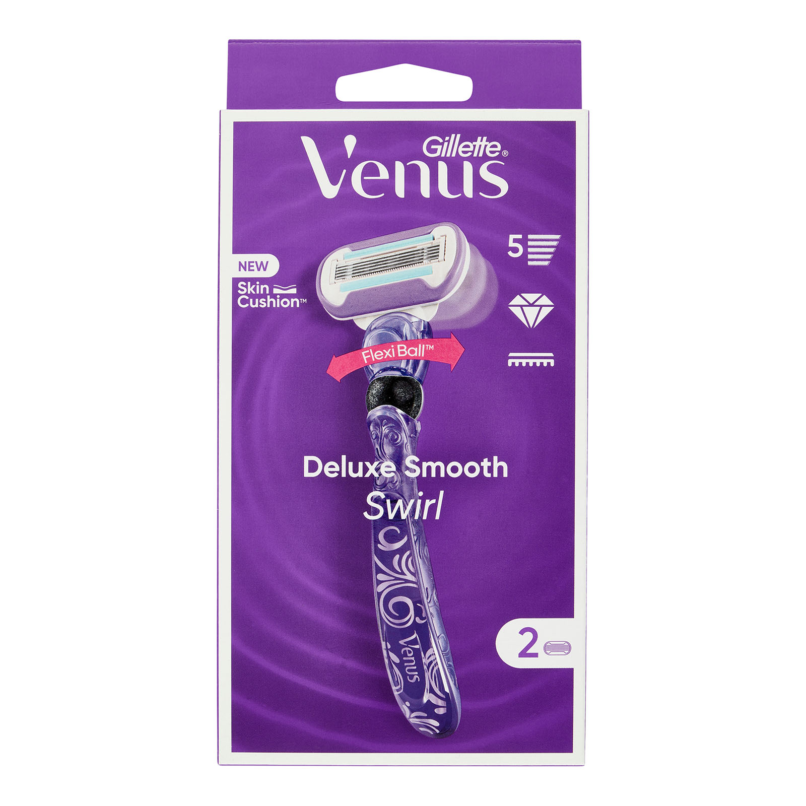 Venus Rasoio Donna Deluxe Smooth Swirl A 5 Lame, 1 Manico + 2 Lamette Donna