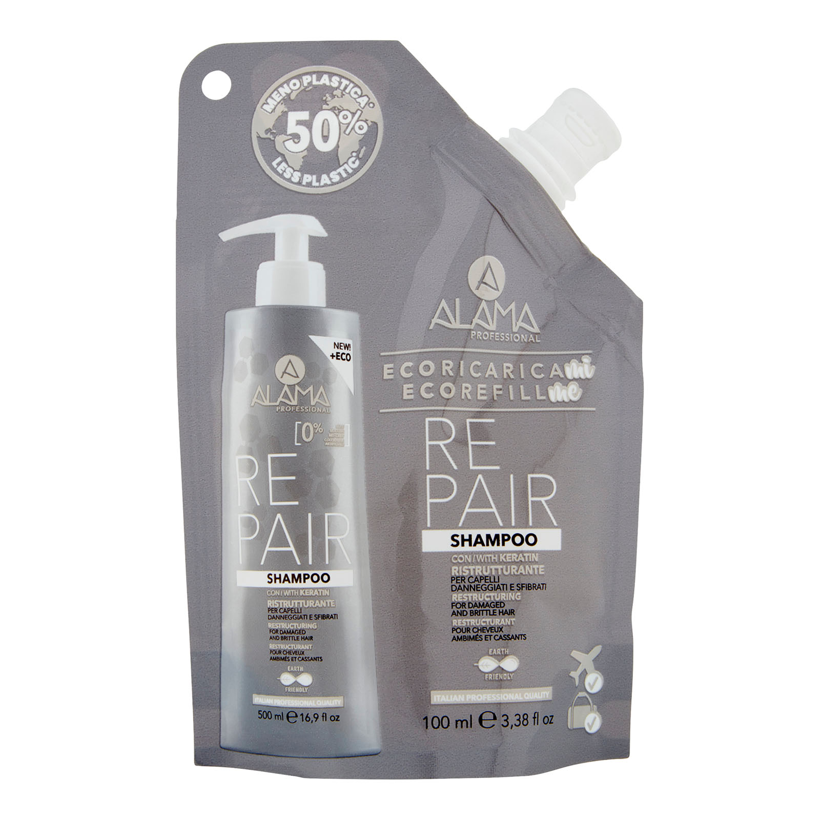 Eco-refillme Repair Shampoo Ristrutturante Per Capelli Danneggiati E Sfibrati 110 ml