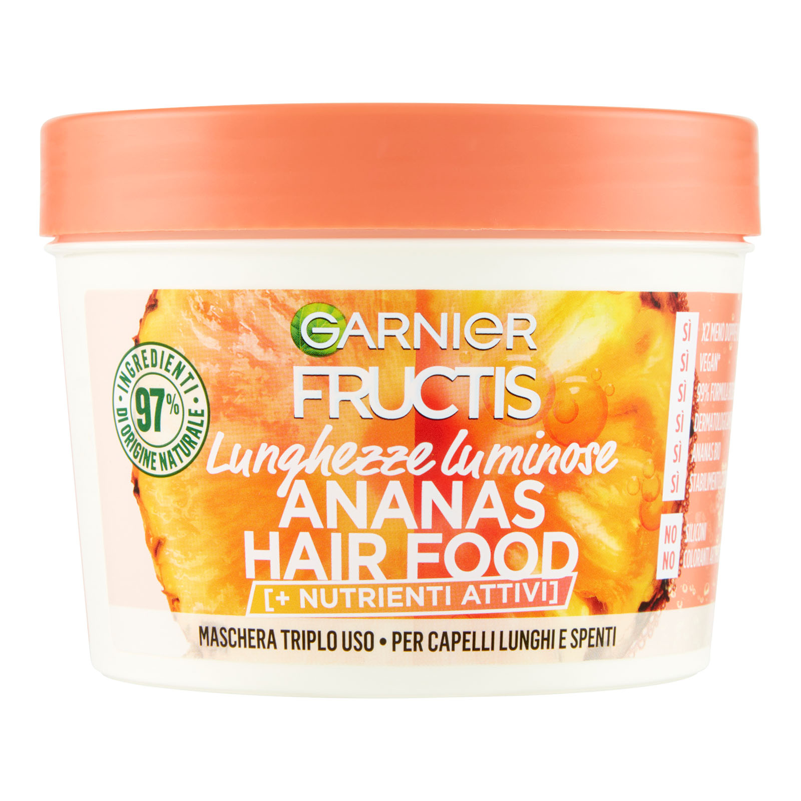 Fructis Hair Food Maschera Ananas Lunghezze Luminose, Per Capelli Lunghi E Spenti 390 gr