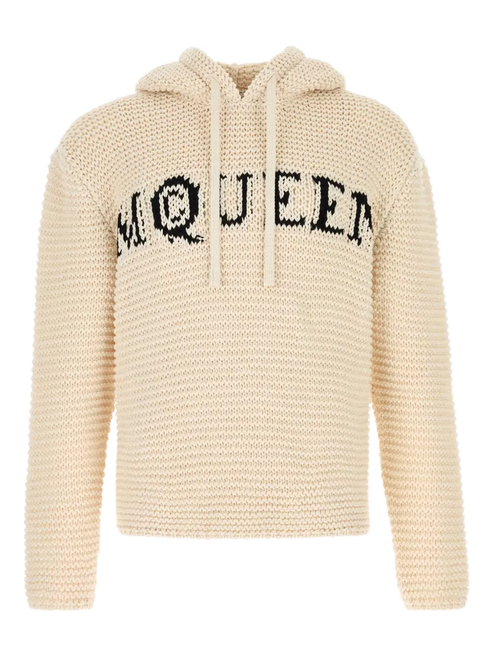 Alexander McQueen logo-intarsia hoodie - Toni neutri