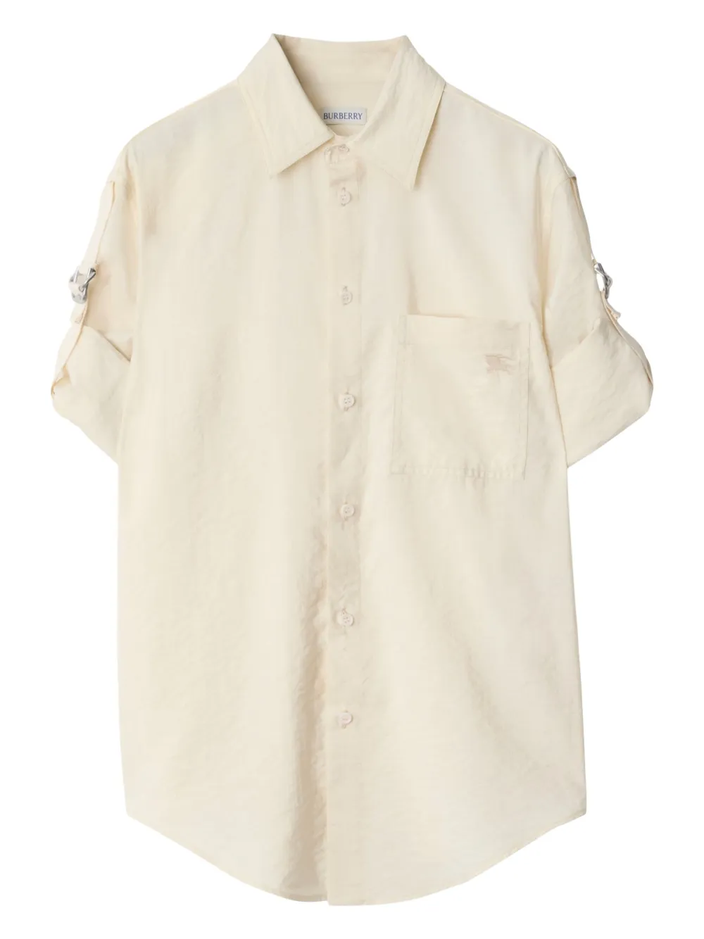 Burberry logo-embroidered silk shirt - Bianco