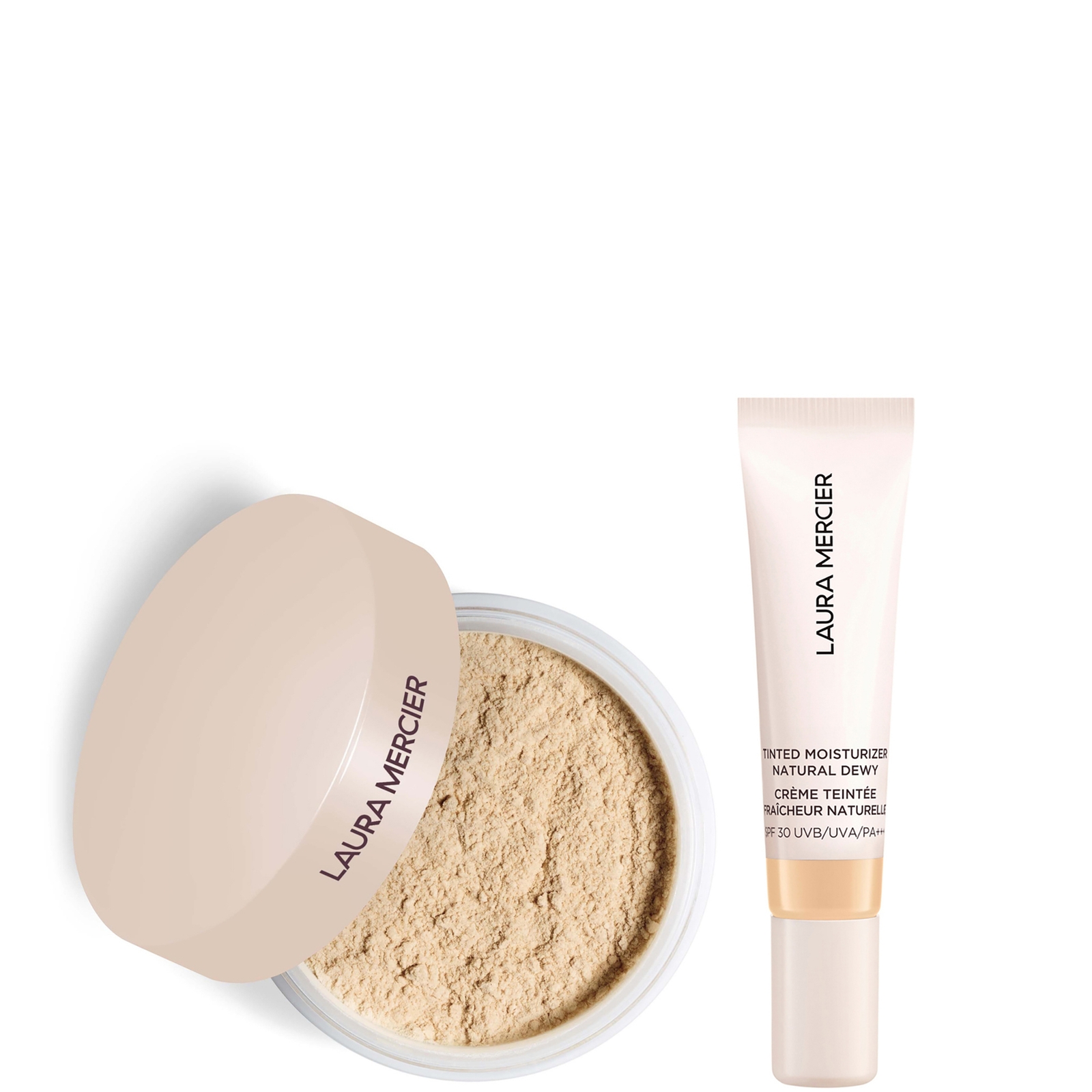 Laura Mercier Mini Translucent Loose Setting Powder Ultra Blur and Travel Size Tinted Moisturiser Dewy Duo (various shades) - 1N Birch
