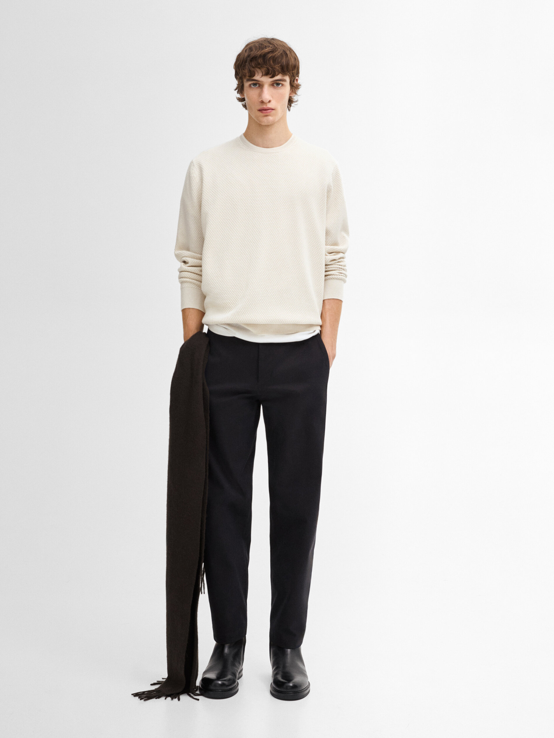 Maglia Lavorata In Misto Cotone - Beige - Xl - Massimo Dutti - Maschile