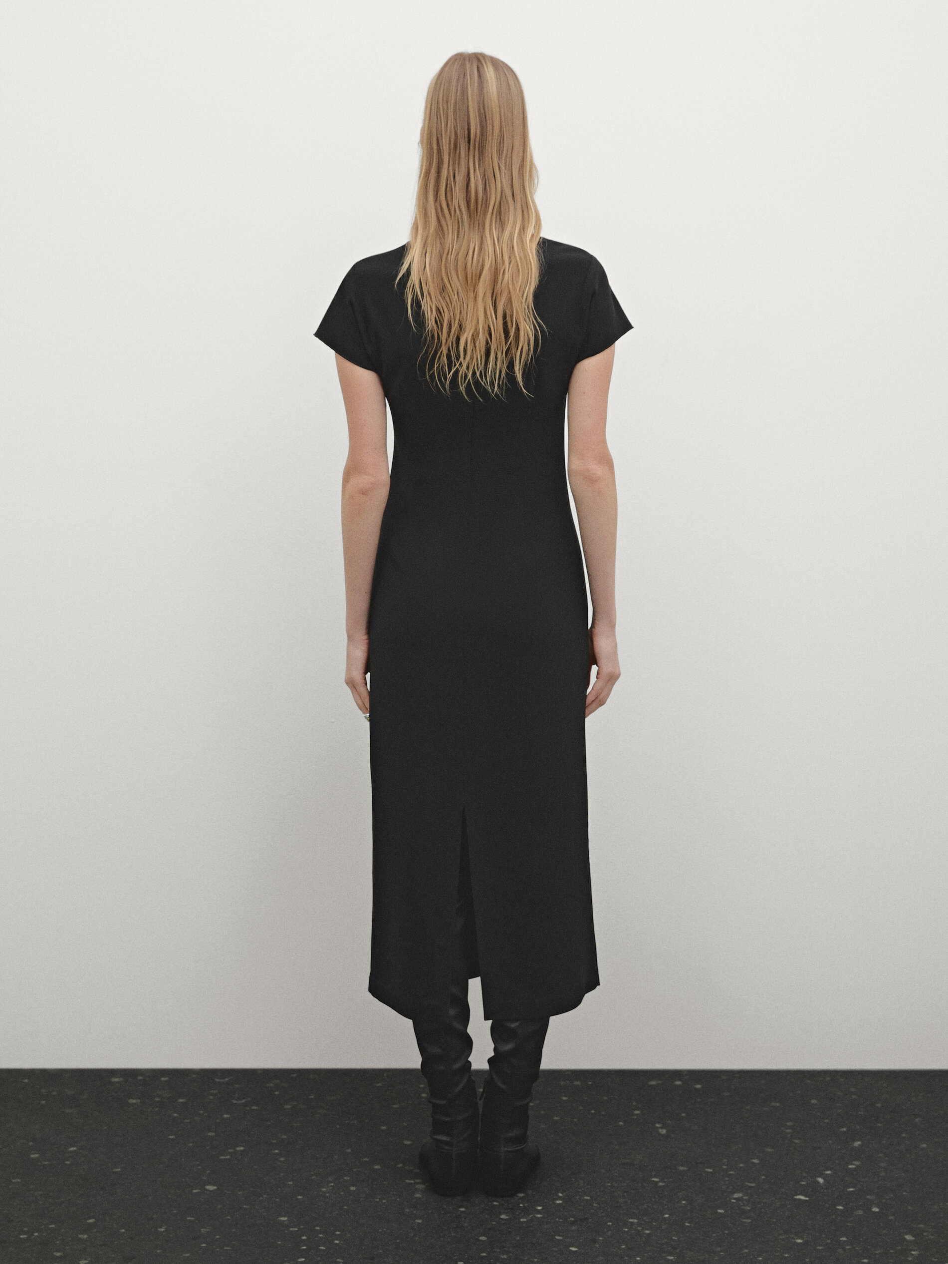 Vestito Midi In Crêpe - Nero - 36 (It 40) - Massimo Dutti - Femminile