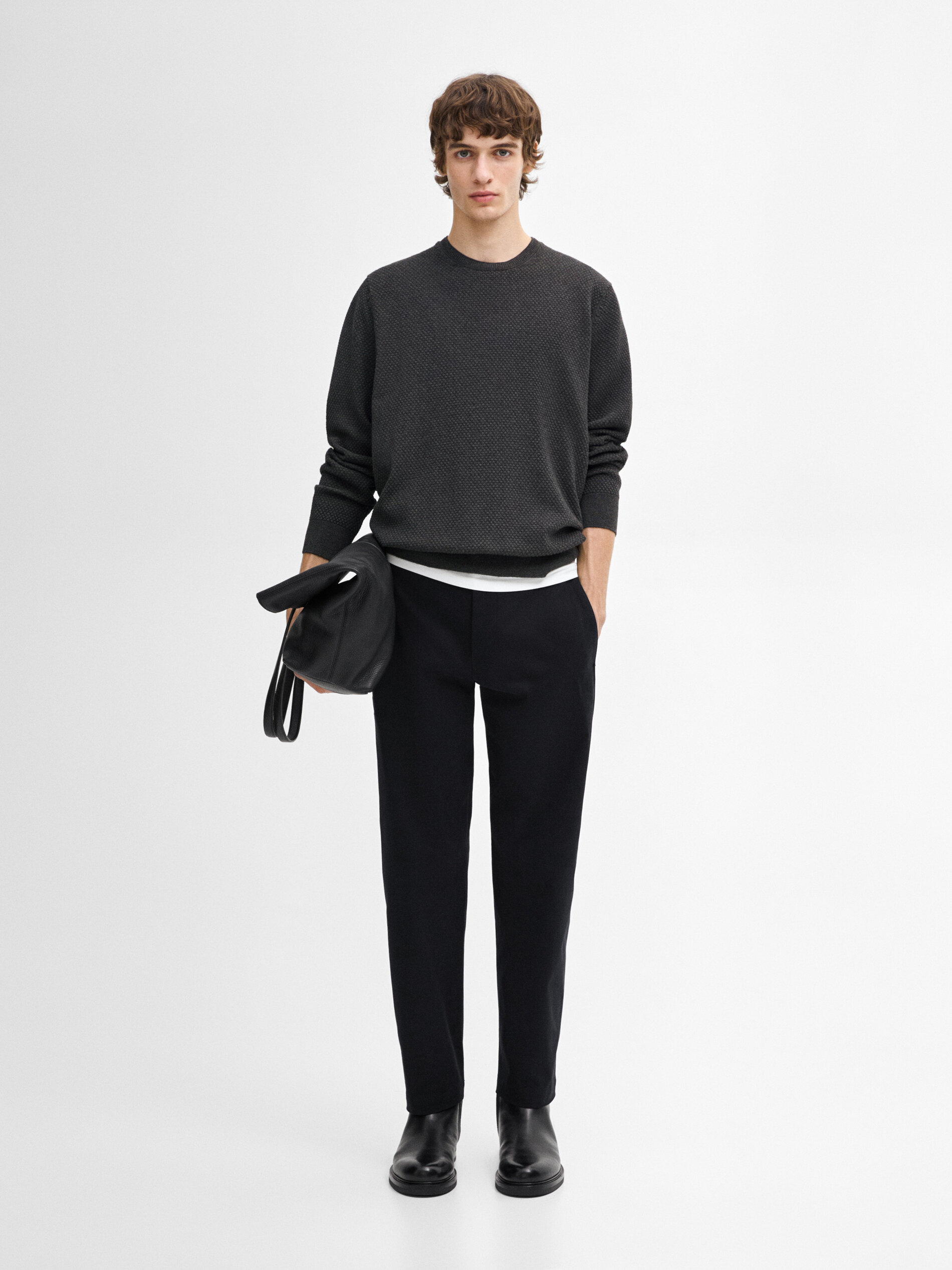 Maglia Lavorata In Misto Cotone - Grigio - Xl - Massimo Dutti - Maschile