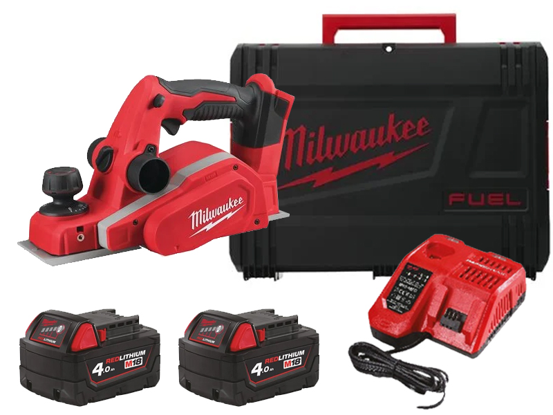 Pialla a batteria Milwaukee M18 BP truciolo 0-2mm in Kit con valigetta e 2 batterie