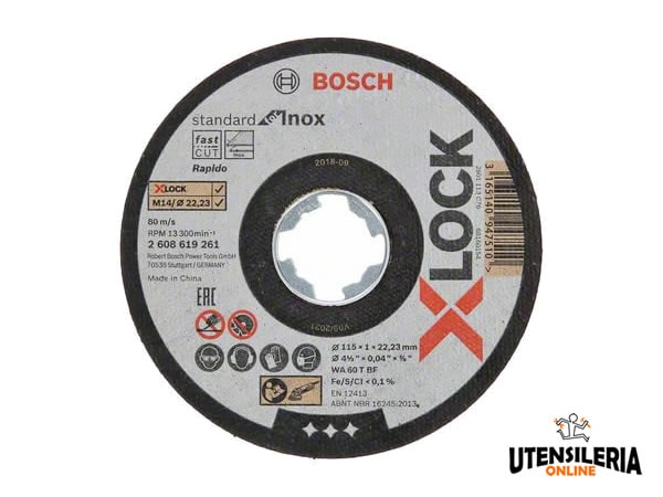 Mole da taglio X-LOCK Bosch per inox ��115mm piana 1mm (10pz)