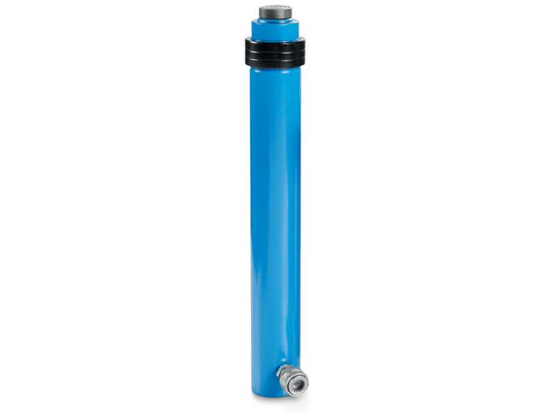 Cilindro idraulico corsa lunga semplice effetto OMCN 360/HM ritorno a molla h.825mm, 10 Ton