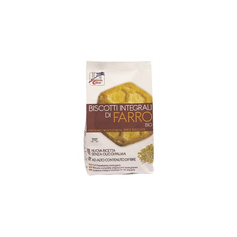 La Finestra Sul Cielo - Biotobio Fsc Biscotti Integrali Di Farro Bioa Ad Alto Contenuto Di Fibre Con Olio Di Girasole Senza Olio Di Palma 400 G