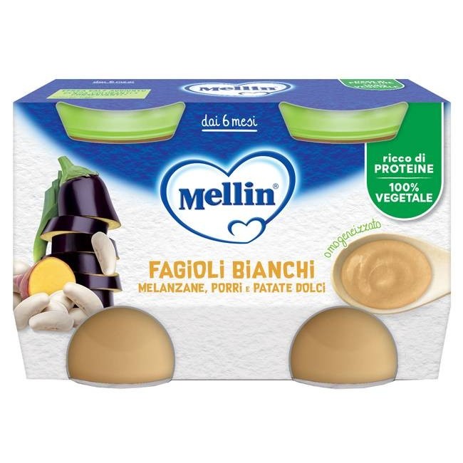 Mellin - Danone Mellin Omogeneizzato Fagioli Bianchi E Melanzane 2 Pezzi Da 130 G