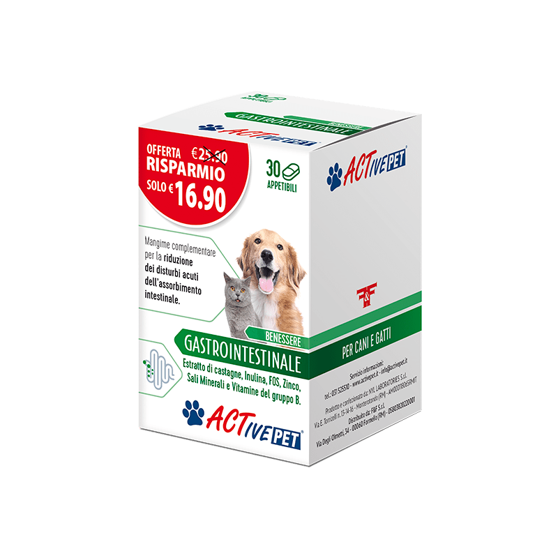 F&f - Active Pet Benessere Gastrointestinale 30 Compresse Appetibili