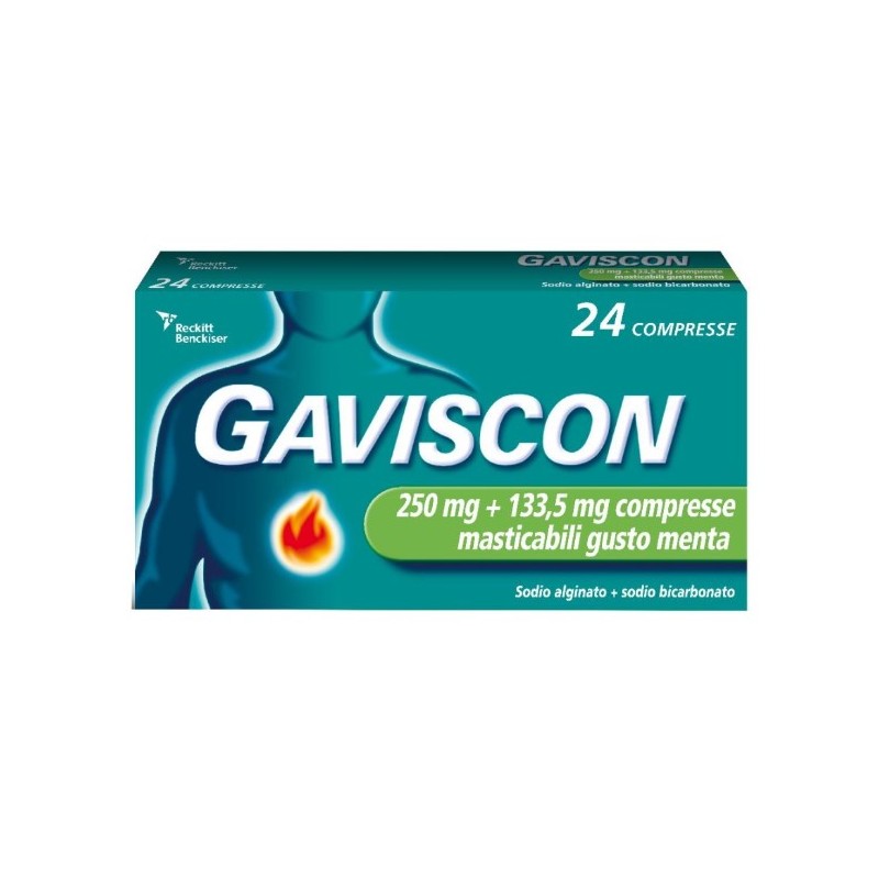 Reckitt Benckiser - Gaviscon 250 Mg + 133,5 Mg 24 Compresse Masticabili Gusto Fragola