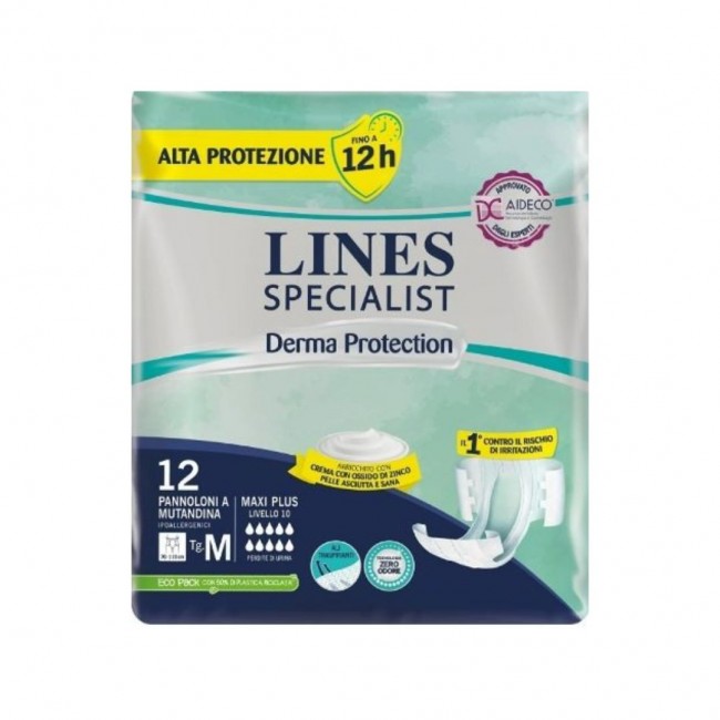 Fater - Lines Specialist Derma Protection Pannolone A Mutandina Taglia M Maxi Plus - 12 Pezzi