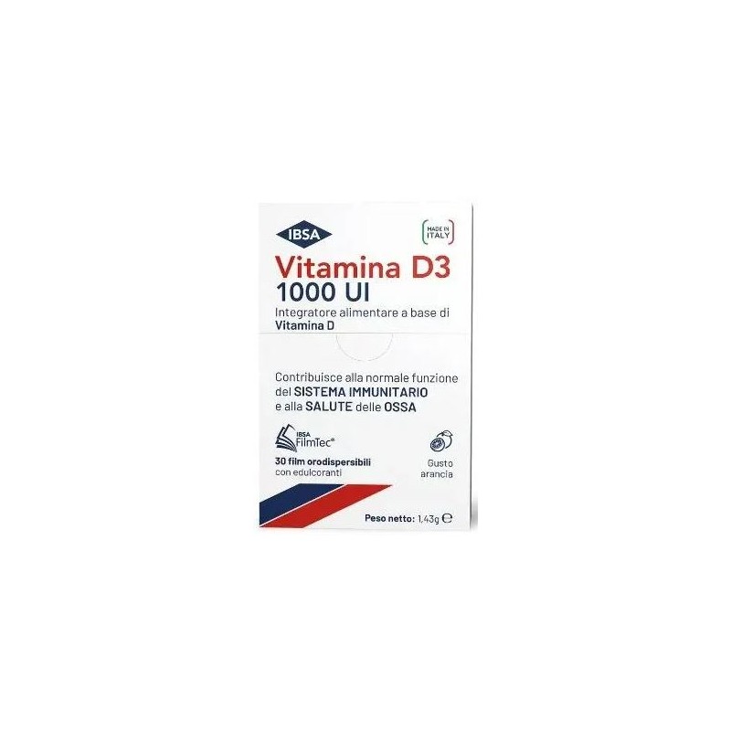 Ibsa Farmaceutici - Ibsa Farmaceutici Vitamina D3 1000ui 30 Film Orodispersibili Sistema Immunitario E Salute Delle Ossa