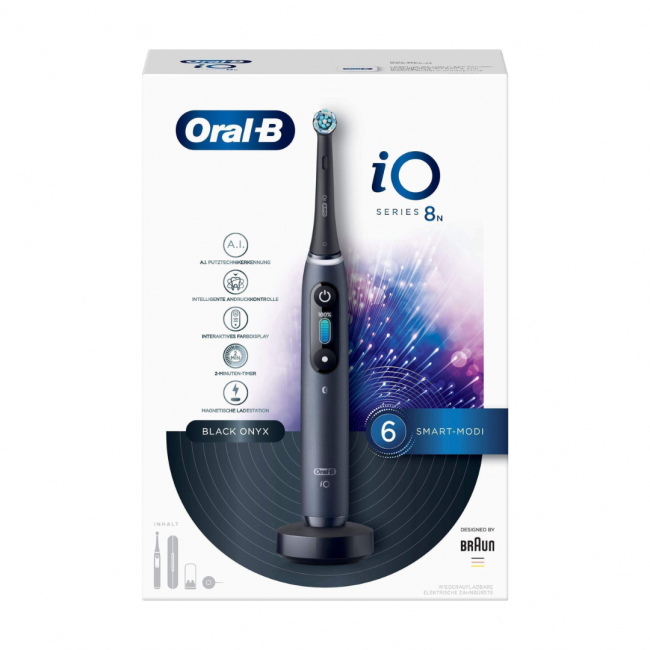 Procter & Gamble - Oralb Io 8 Spazzolino Elettrico Colore Nero + 2 Refill - 3 Pezzi