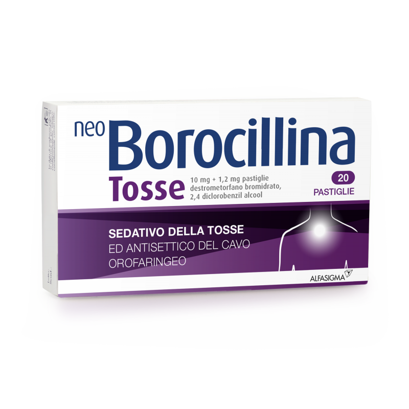 Alfasigma - Neo Borocillina Tosse 10 Mg + 1,2 Mg 20 Pastiglie Destrometorfano