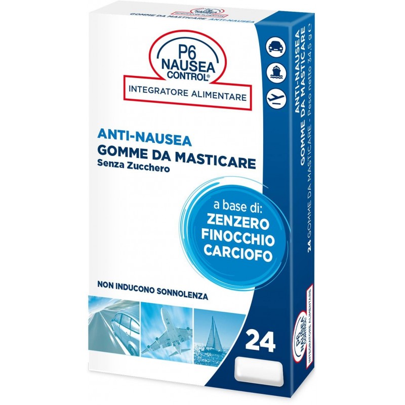 P6 Nausea Control - Consulteam P6 Nausea Control 24 Gomme Da Masticare Senza Zucchero