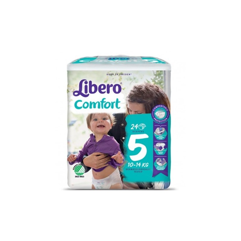 Libero - Essity Italy Libero Comfort 5 Pannolino Per Bambino Taglia 10-14kg 24 Pezzi