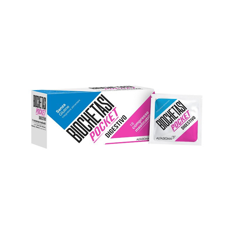 Alfasigma - Biochetasi Pocket Digestivo Integratore Per Digestione 18 Compresse Masticabili