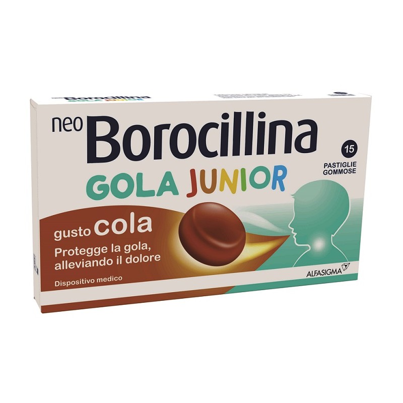 Alfasigma - Neoborocillina Gola Junior Mal Di Gola Bambini 15 Pastiglie Gusto Cola