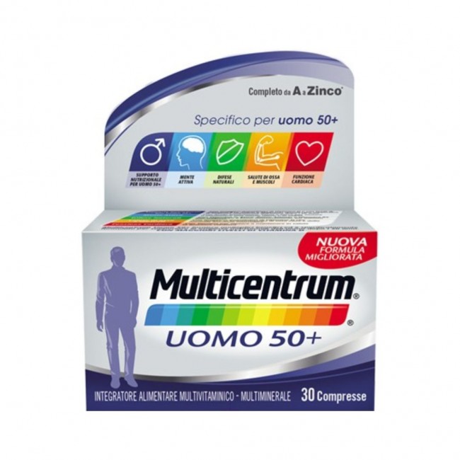 Multicentrum - Multicentrum Uomo 50+ Integratore Multivitaminico E Multiminerale - 30 Compresse