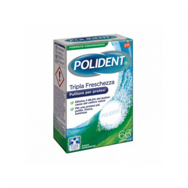 Polident - Polident Tripla Freschezza Pulitore Protesi - 66 Compresse