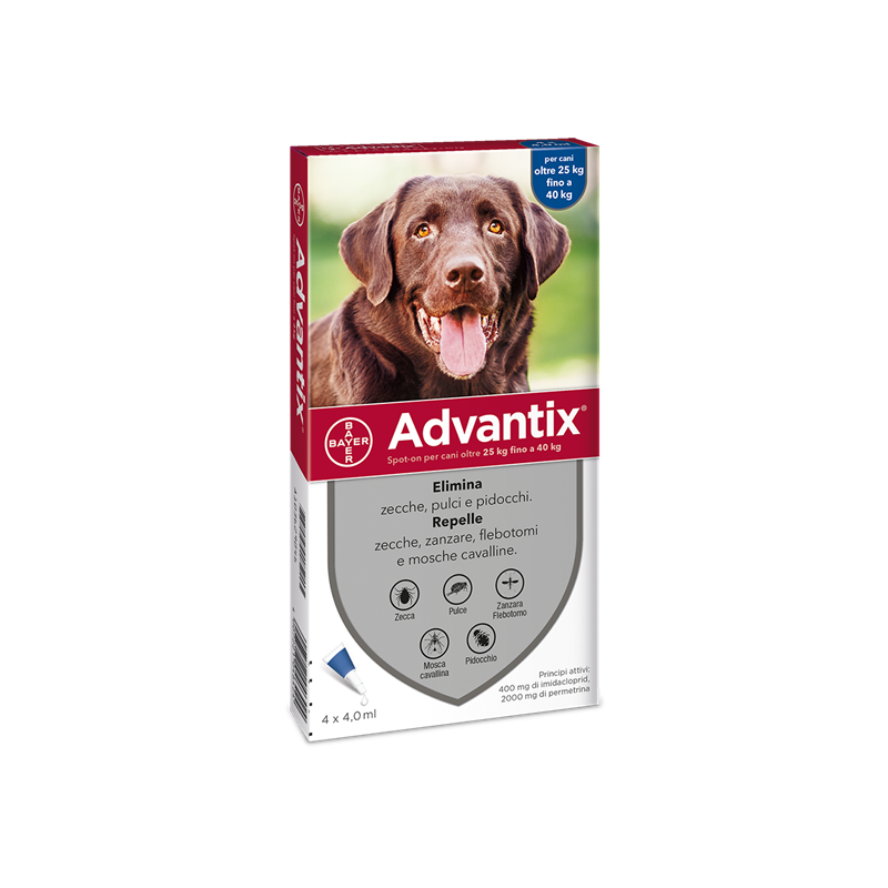 Bayer Div. Animale - Elanco Italia Advantix Spot-on Per Cani Oltre 25 Kg Fino A 40 Kg 4 Pipette